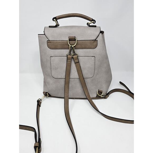 Jen & Co Brooks Backpack Gray Convertible Purse Bag Vegan Leather - Picture 4 of 10